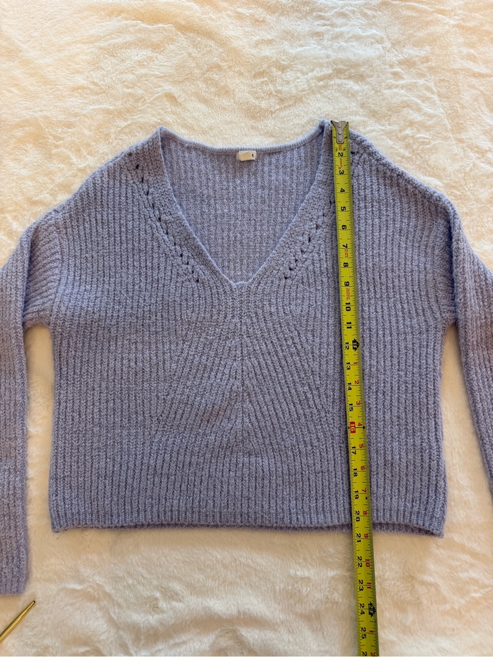 Garage Soft Lavender V-Neck Ribbed Sweater